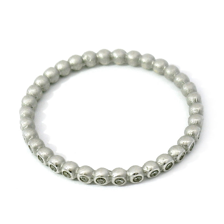 White Gold & Diamond Beaded Eternity Band - "Dainty Bubbles"