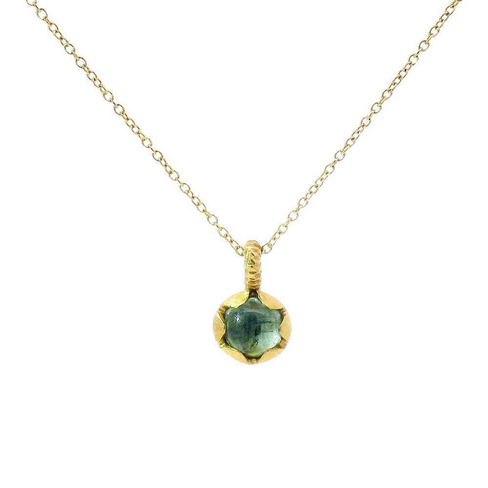 Yellow Gold and Green Montana Sapphire Necklace 