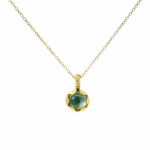 Yellow Gold and Green Montana Sapphire Necklace - "Hidden Star"