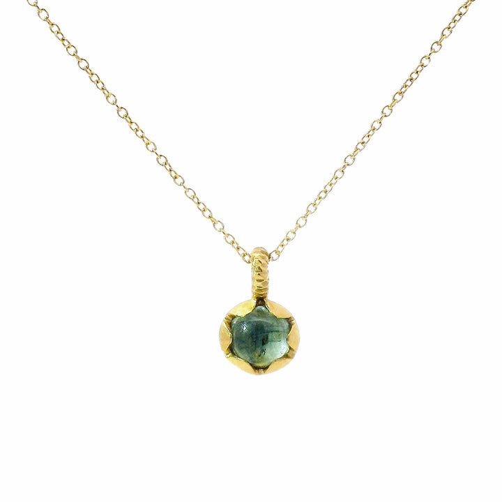 Yellow Gold and Green Montana Sapphire Necklace 