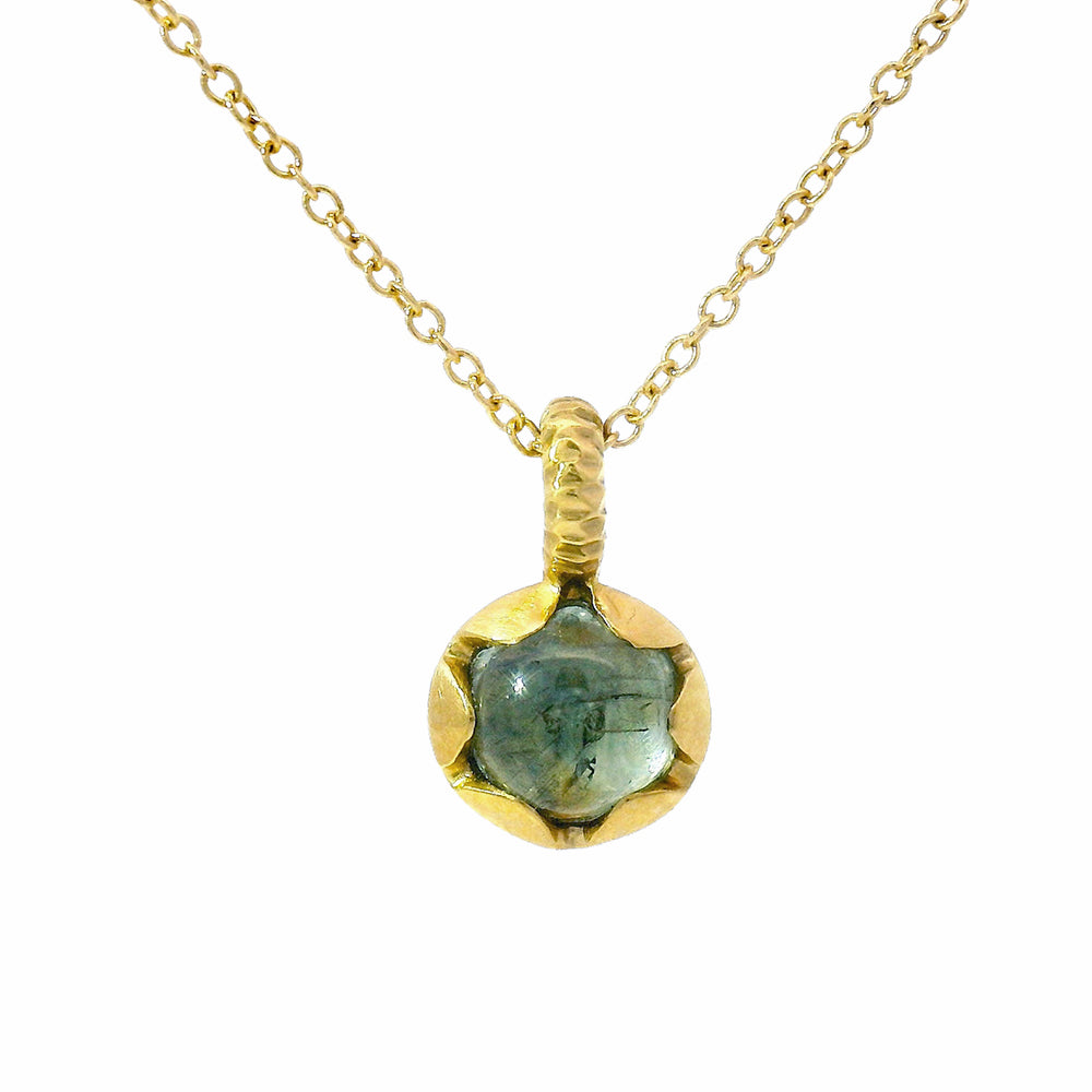 Yellow Gold and Green Montana Sapphire Necklace 
