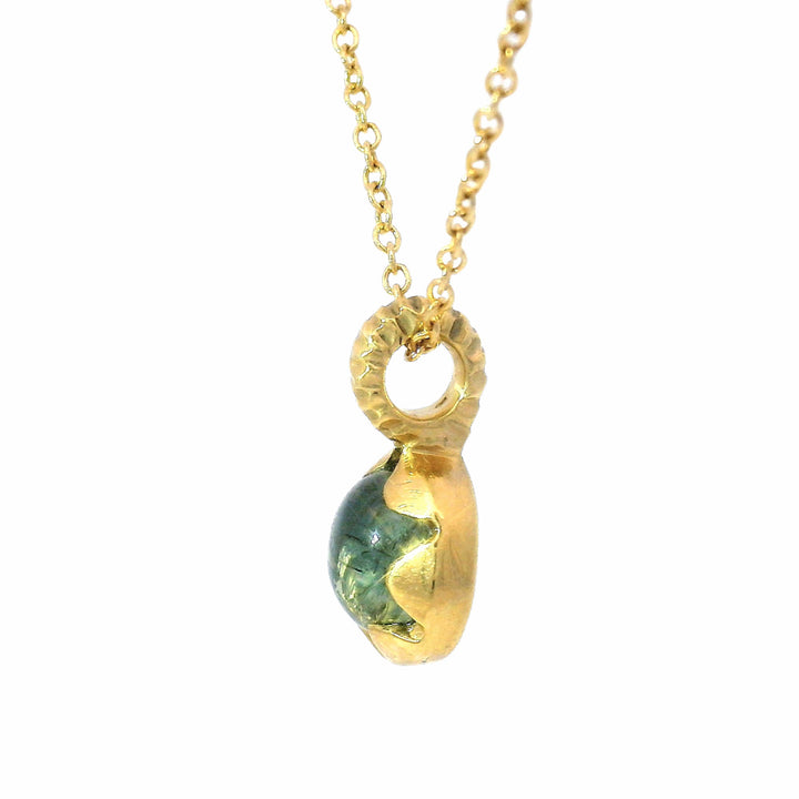 Yellow Gold and Green Montana Sapphire Necklace - "Hidden Star"