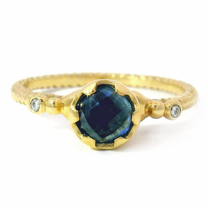 Montana Sapphire & Diamond Wishing Well Ring - "Endless Blue"