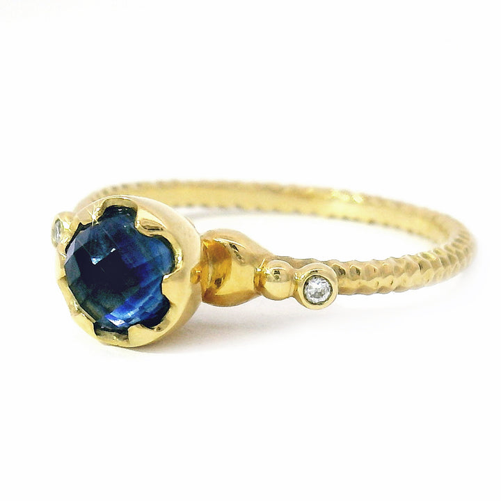 Montana Sapphire & Diamond Wishing Well Ring - "Endless Blue"
