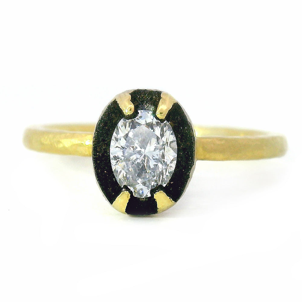 Gold Oval Solitaire Diamond Ring