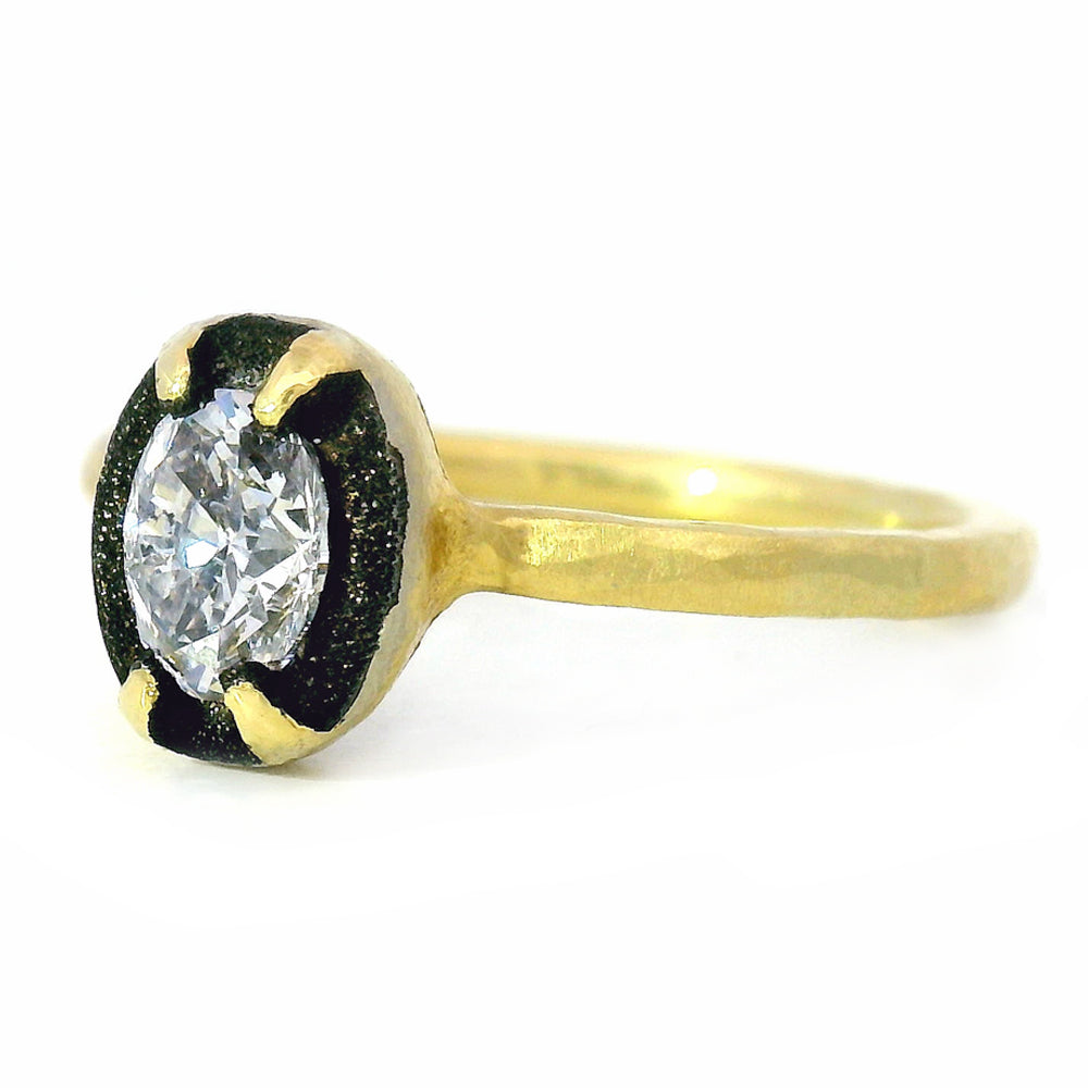 Gold Oval Solitaire Diamond Ring