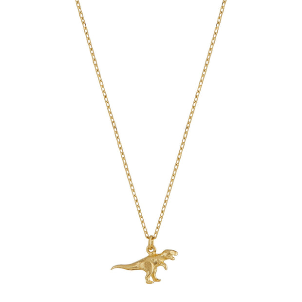 18K Yellow Gold Dinosaur Necklace - "Teeny Tiny T-Rex"