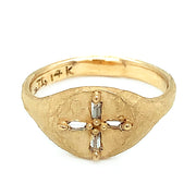 Diamond Baguette Gold Signet Ring - "Byzantium"