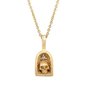 Petite Gold & Diamond Pendant - "Skull Shrine"