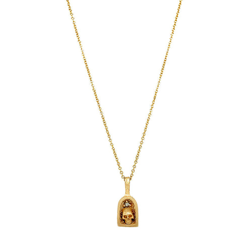 Petite Gold & Diamond Pendant - "Skull Shrine"