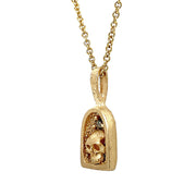 Petite Gold & Diamond Pendant - "Skull Shrine"