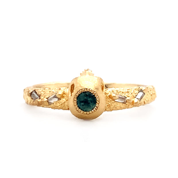 Montana Sapphire and Diamond Yellow Gold Ring - "Lost Treasure"