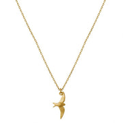 18K Yellow Gold Necklace - "Teeny Tiny Swallow"