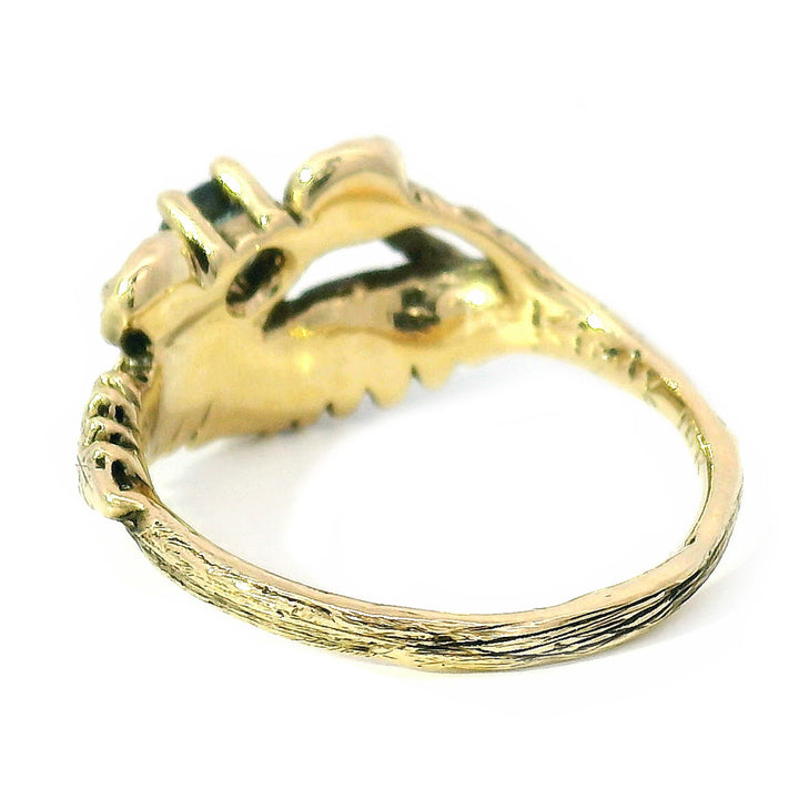 Blue Montana Sapphire & Yellow Gold Mushroom Ring - "Sisters"