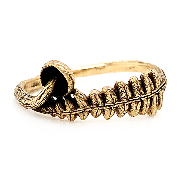 Yellow Gold Ring - "Mushroom and Fern"