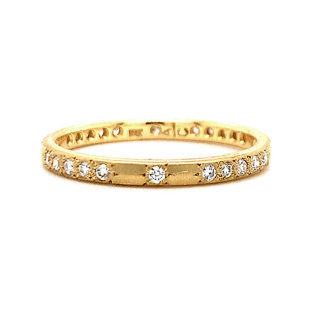 Diamond & Yellow Gold Patterned Band - "Memories Thin"