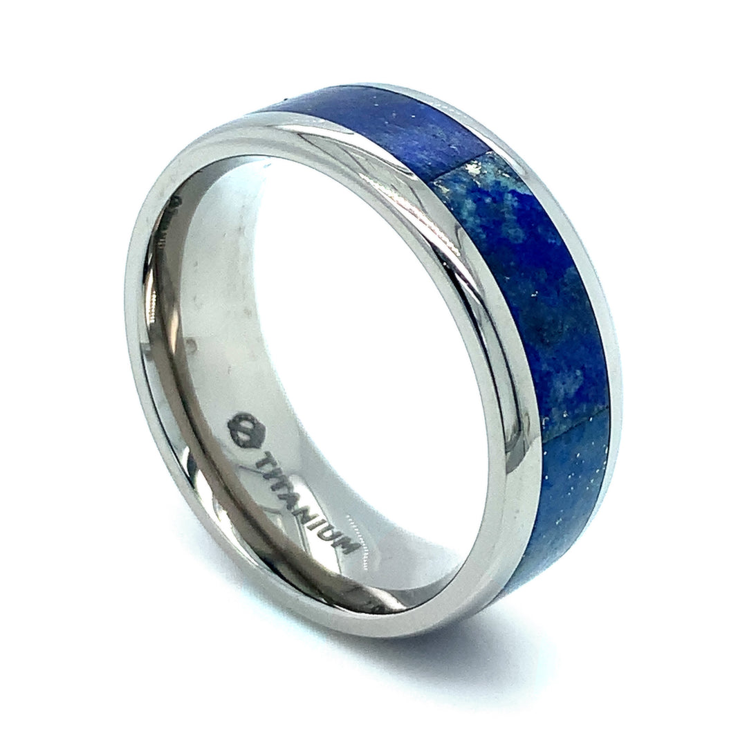 Titanium Band with Blue Lapis Inlay - "Malone"