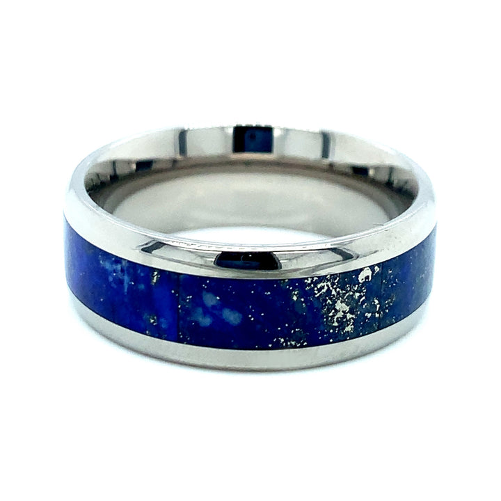 Titanium Band with Blue Lapis Inlay - "Malone"