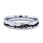 Men's Tungsten Band with Laser Engraved Mountain Range - "Peaks"