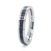 Tungsten and Blue Dinosaur Bone Ring - "Devonian"