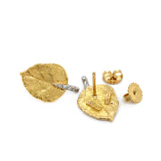 Gold and Diamond Leaf Earrings - "Glittering Aspen"