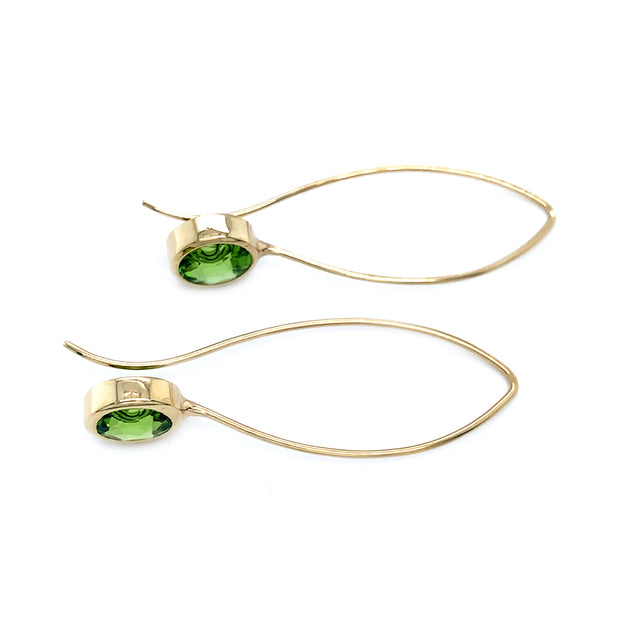 Peridot & Yellow Gold Earrings - "Comet"