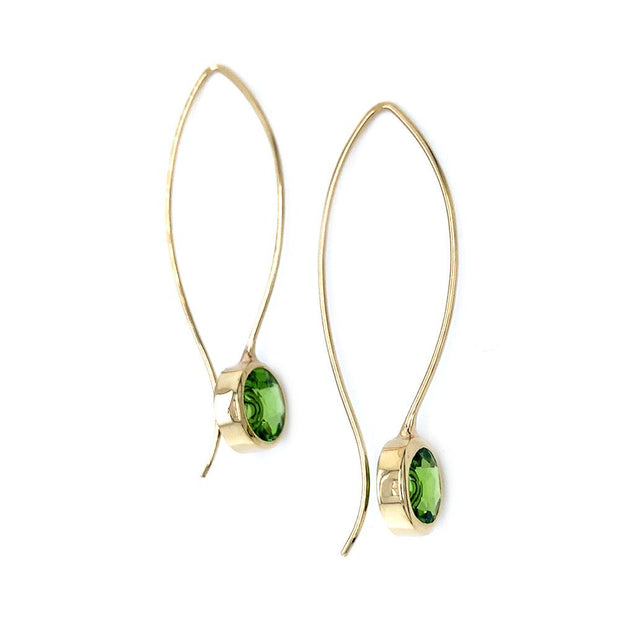 Kreis-Cut Peridot & Yellow Gold Earrings - "Comet"