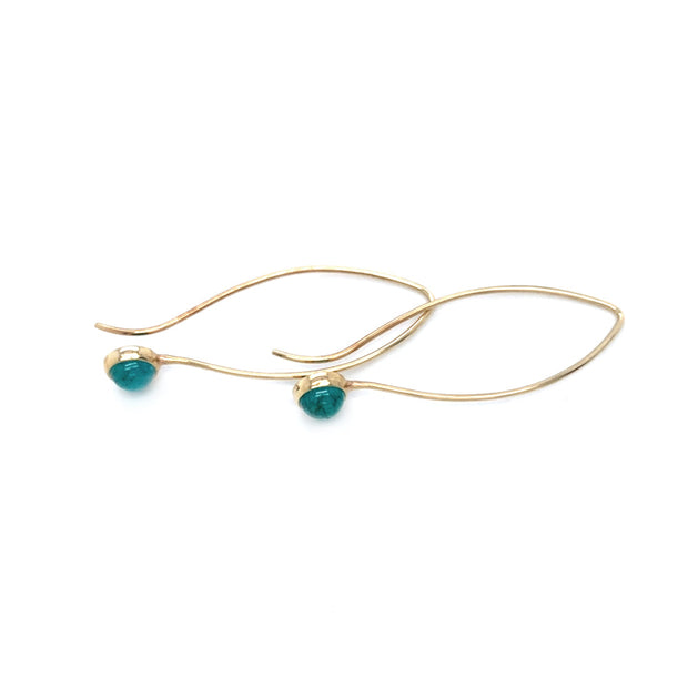 Paraiba Tourmaline & Yellow Gold Earrings - "Mini Comet"