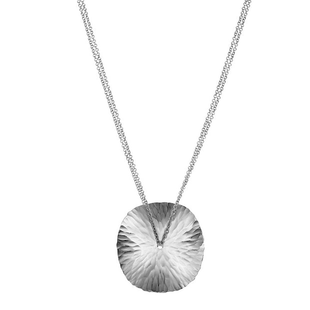 Textured Sterling Silver Pendant Necklace - "Oasis Medallion"