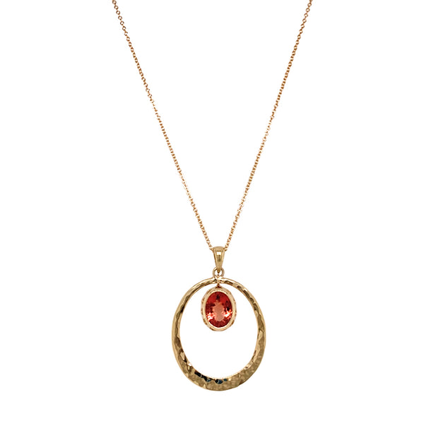 Sunstone & Yellow Gold Necklace - "Blaze"