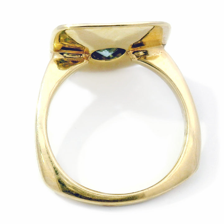 Montana Sapphire & Yellow Gold Crest Ring- "Metolius "
