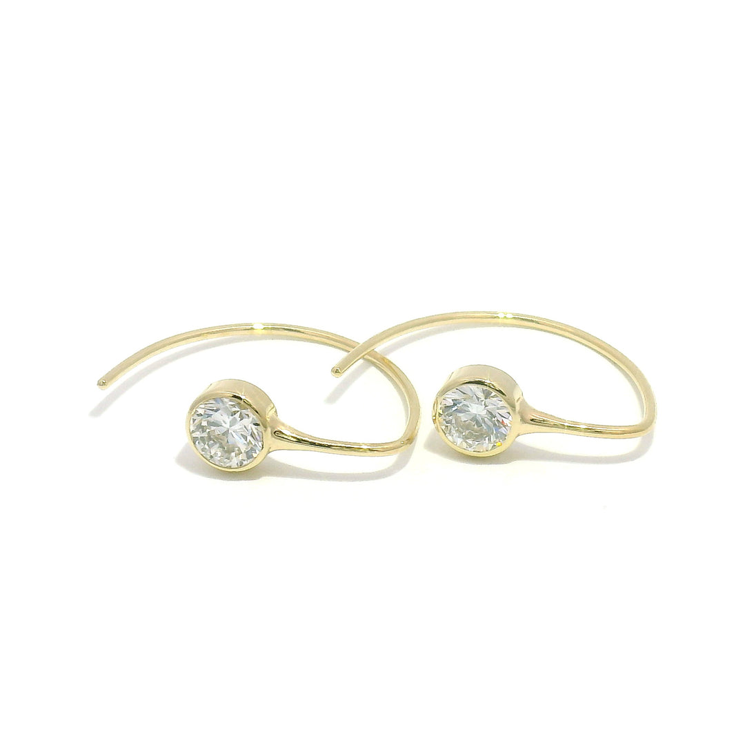 Diamond Eco Gold Drop Earrings - "Comet Earhuggers"