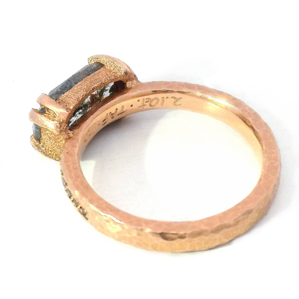 Salt & Pepper Rose Cut Diamond Ring - "Pink Stardust"