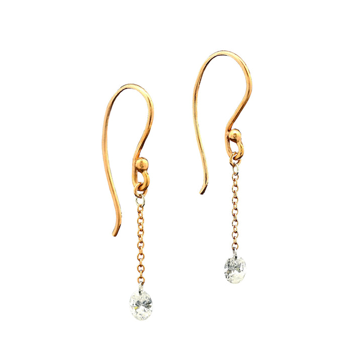 Rose Gold and Platinum Diamond Drop Earrings - "Origins"