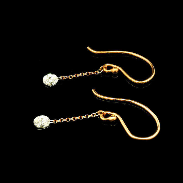 Rose Gold and Platinum Diamond Drop Earrings - "Origins"