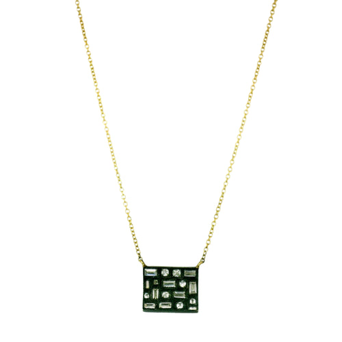 Silver and Gold Diamond Pendant Necklace - "City Lights"
