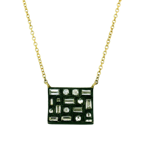 Silver and Gold Diamond Pendant Necklace - "City Lights"