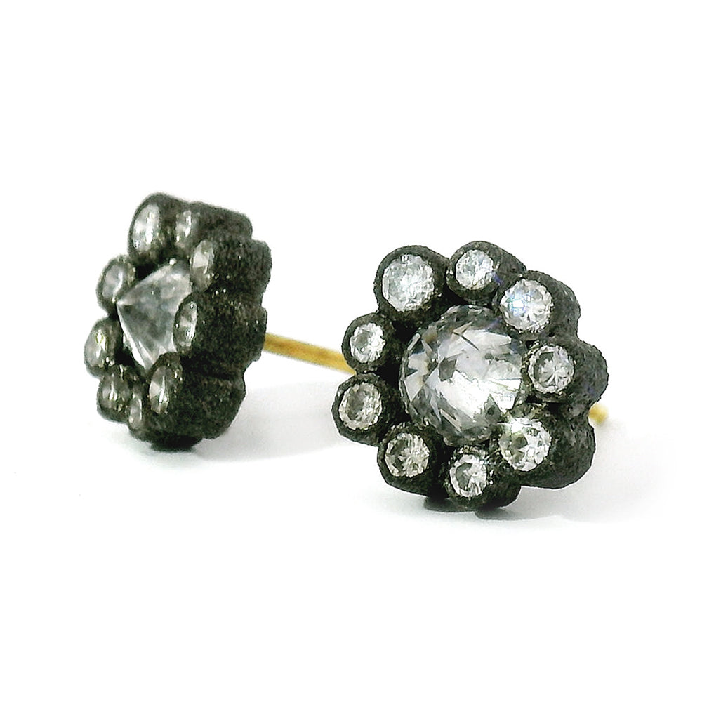 Inverted Diamond Halo Earrings -"Celestials"