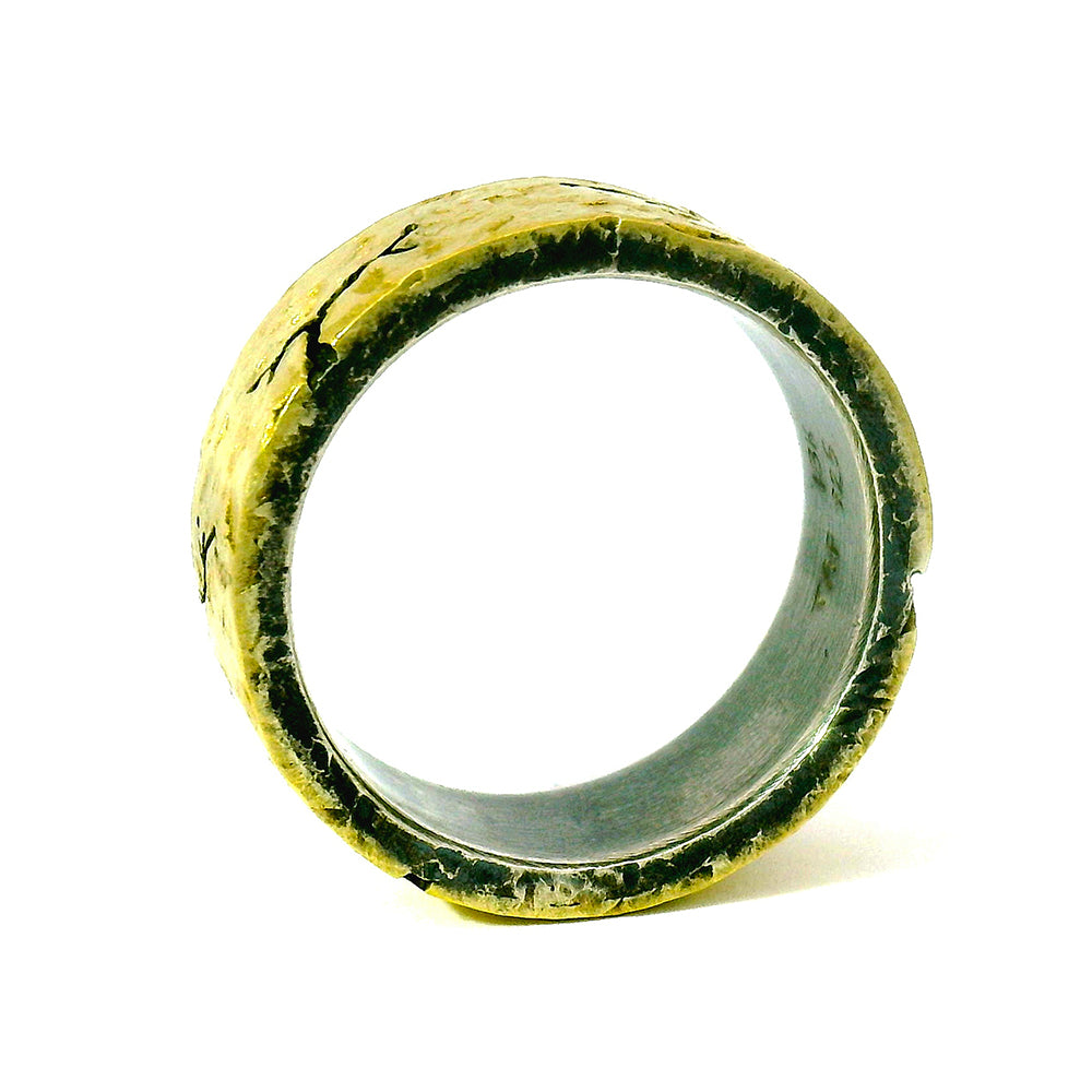 Yellow Gold & Oxidized Silver Men's Band - "Root Fissure"