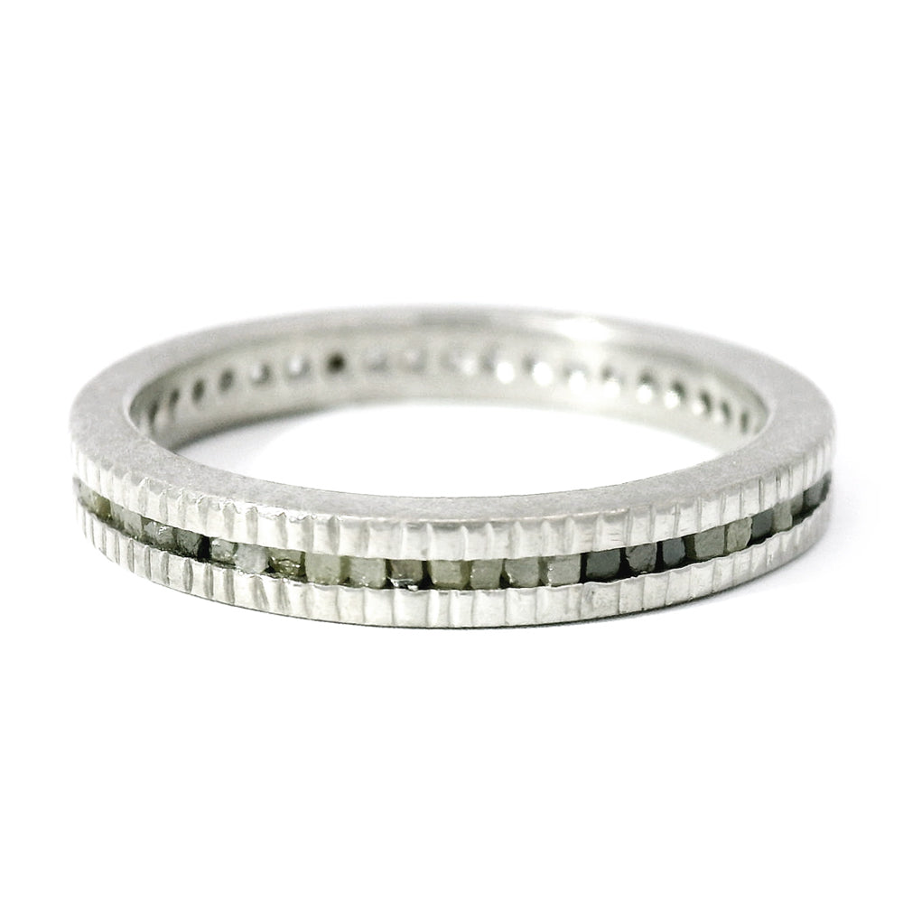 Todd Reed Palladium Raw Diamond Cube & Round Brilliant Eternity Band