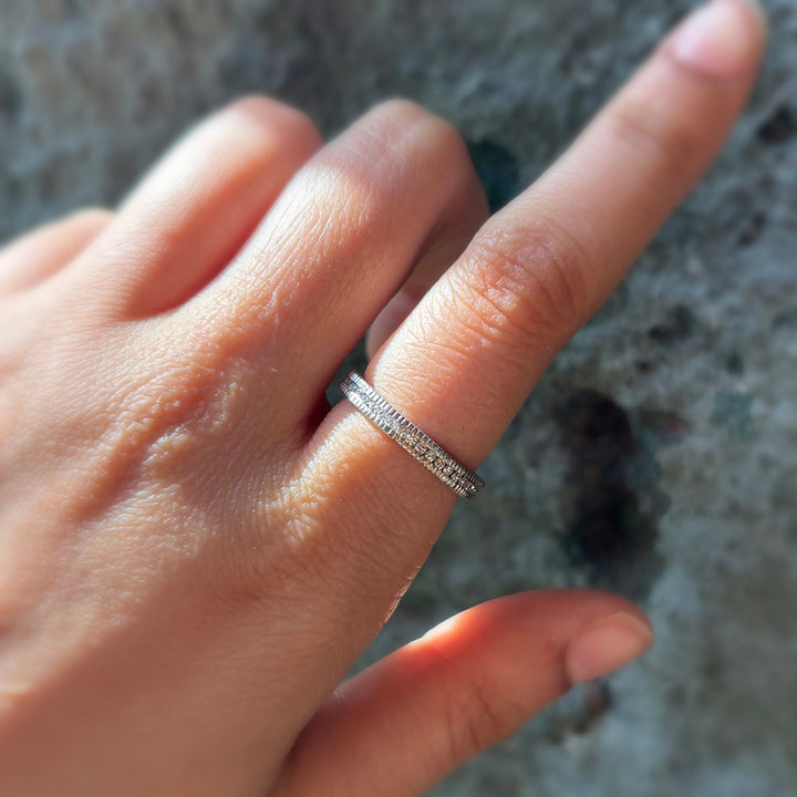 Todd Reed Palladium Raw Diamond Cube & Round Brilliant Eternity Band