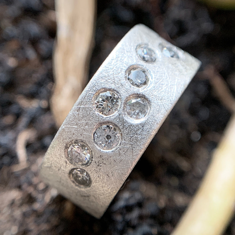 Todd Reed Sterling Silver & Diamond Band - "Scatter"