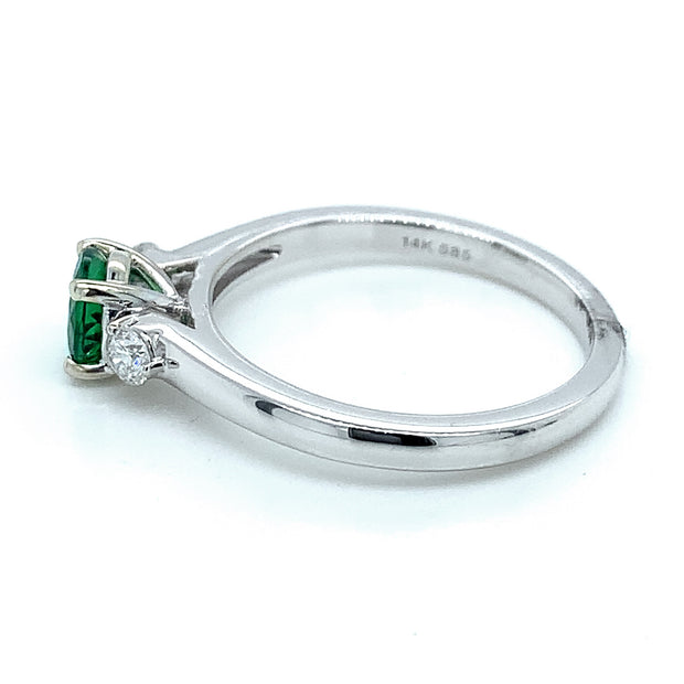 White Gold & Tsavorite Garnet Ring - "Shamrock Glam"