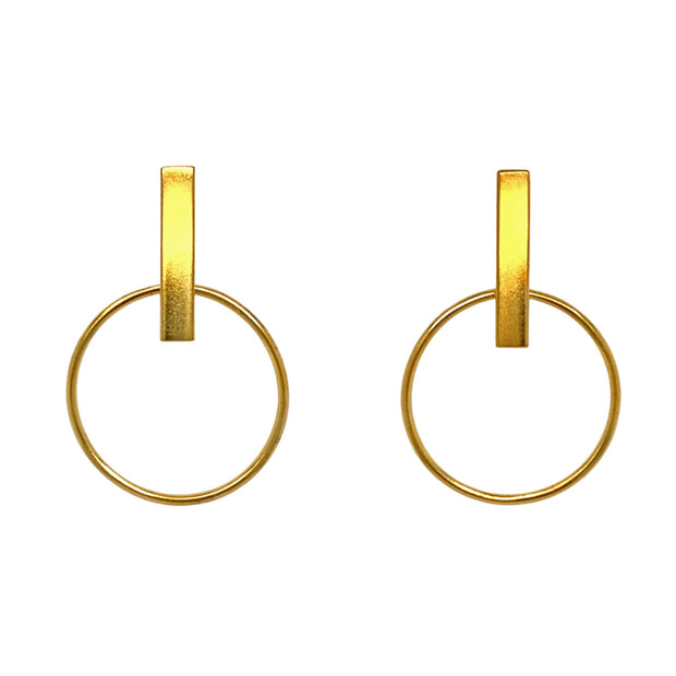 Gold Vermeil Geometric Earrings - "Daire"