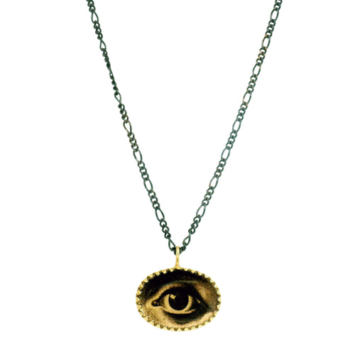 Gold Victorian Eye Pendant Necklace - "Lover's Eye"