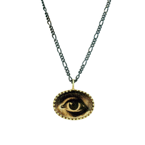 Gold Victorian Eye Pendant Necklace - "Lover's Eye"