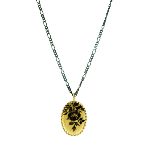 Victorian-Style Floral Pendant Necklace - "Pressed Rose"