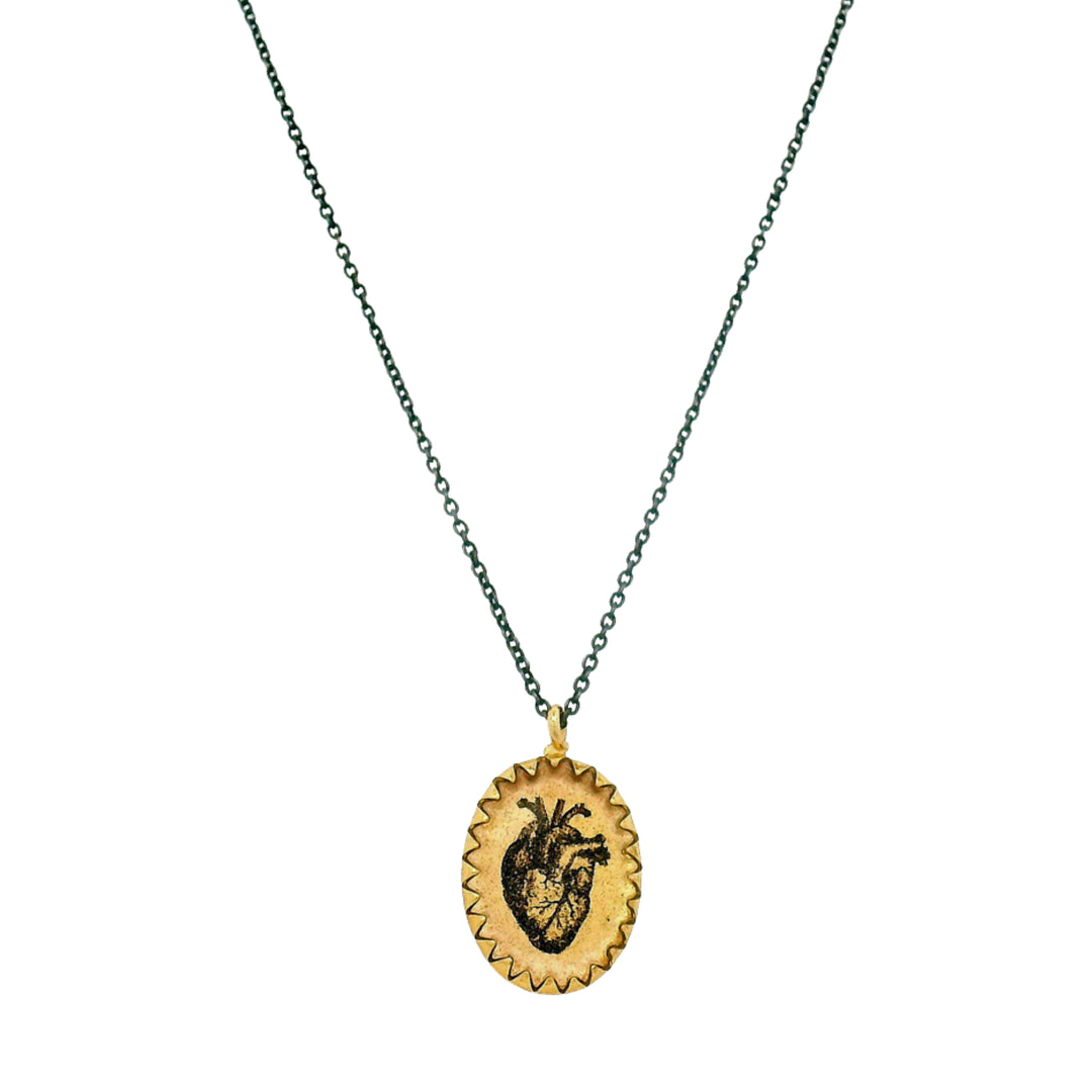 Brave Heart anatomical heart pendant by Anna Bánkuti in gold vermeil