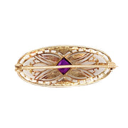 Amethyst & Yellow Gold Pin