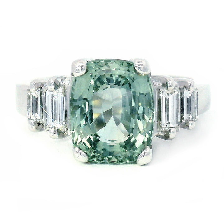Estate Tourmaline, Diamond & White Gold Ring - "Amila"